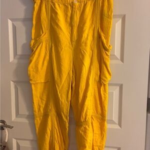 Urban Outfitters Sunlit Yellow Linen Cargo Pants